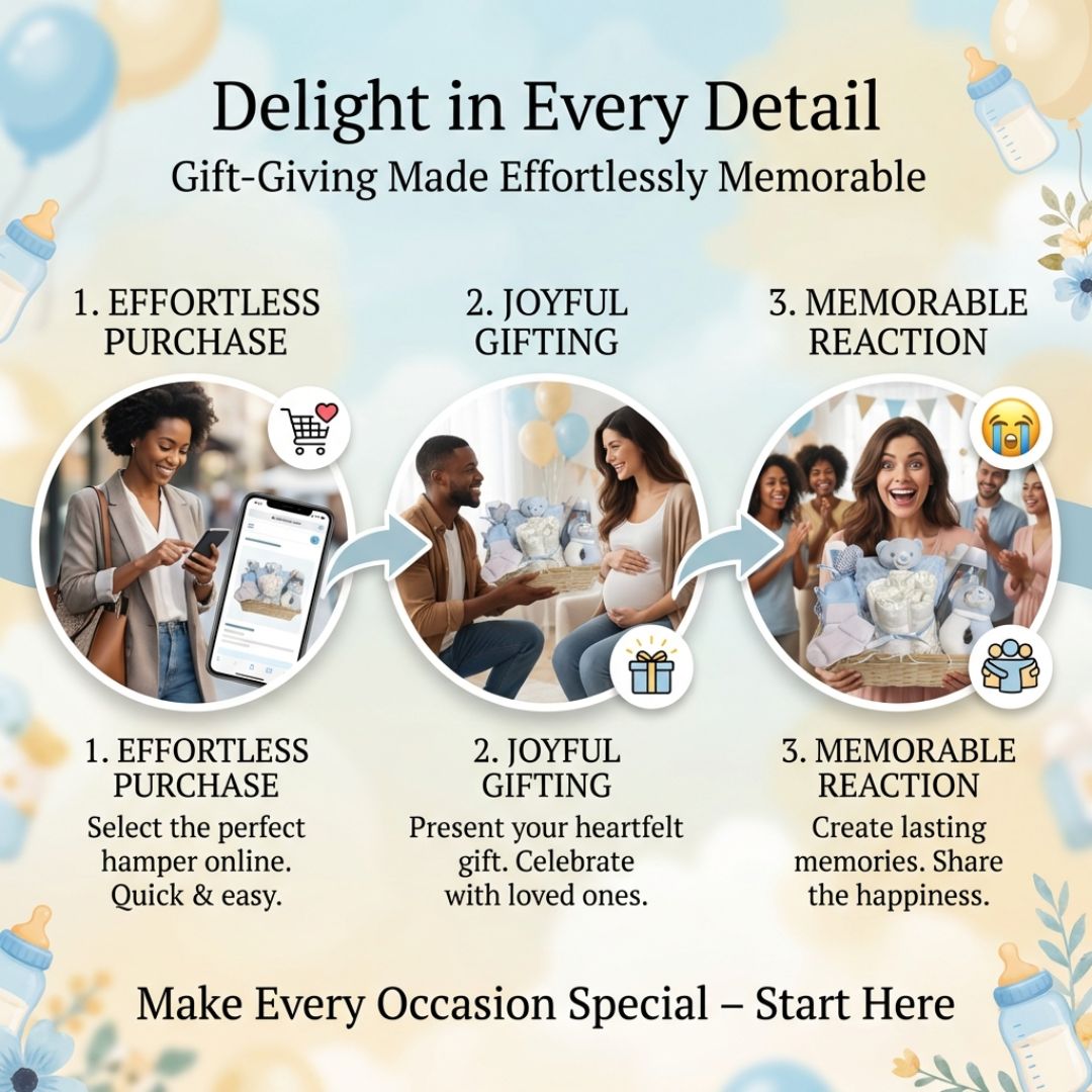 Baby Boy Gift Hamper – Newborn Baby Gift Set with Keepsake Basket