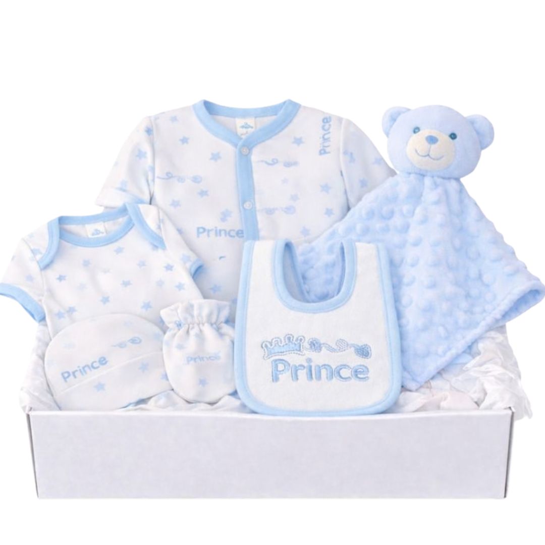 Baby boy gift box hamper with newborn baby essentials