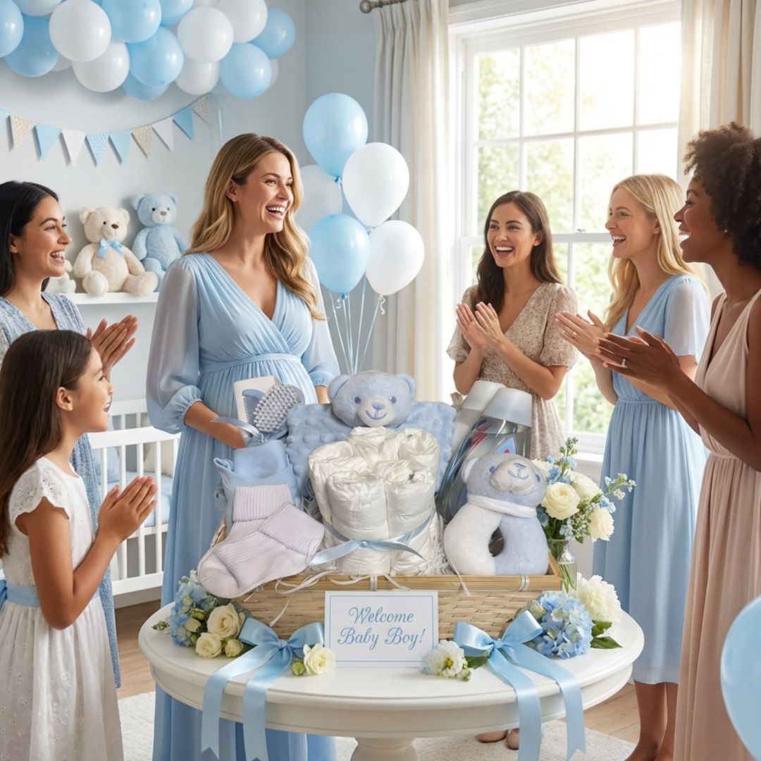Baby Boy Gift Hamper – Newborn Baby Gift Set with Keepsake Basket