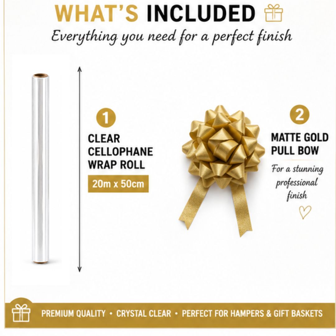 Clear Cellophane Wrap Roll What's Included