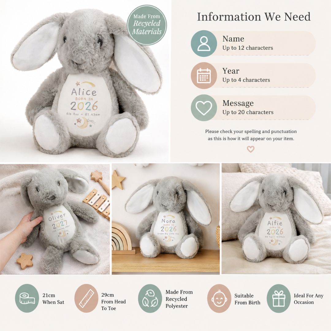 Personalised Born In Bunny Keepsake Gift