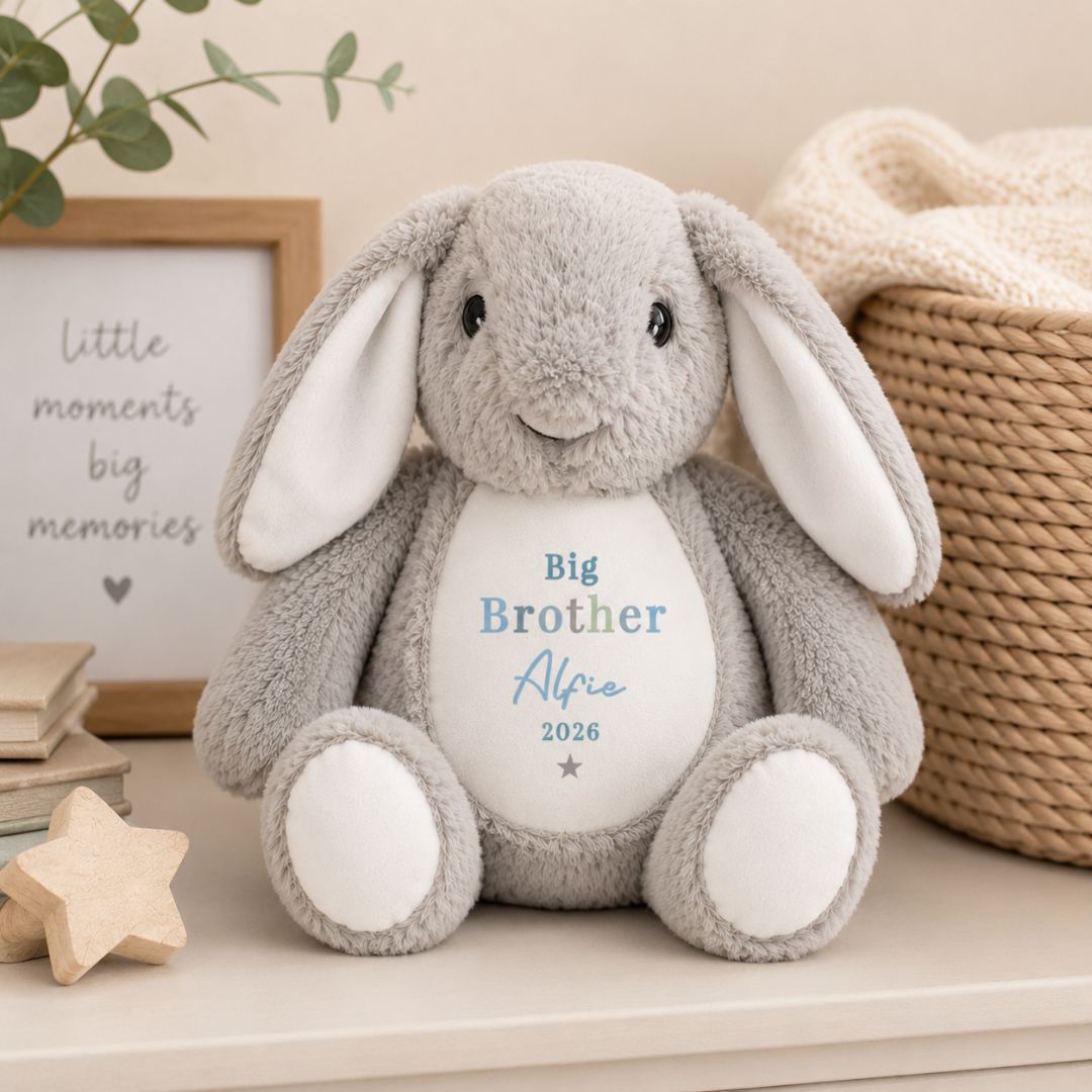 Personalised Big Brother & Little Brother Bunny Keepsake Gift