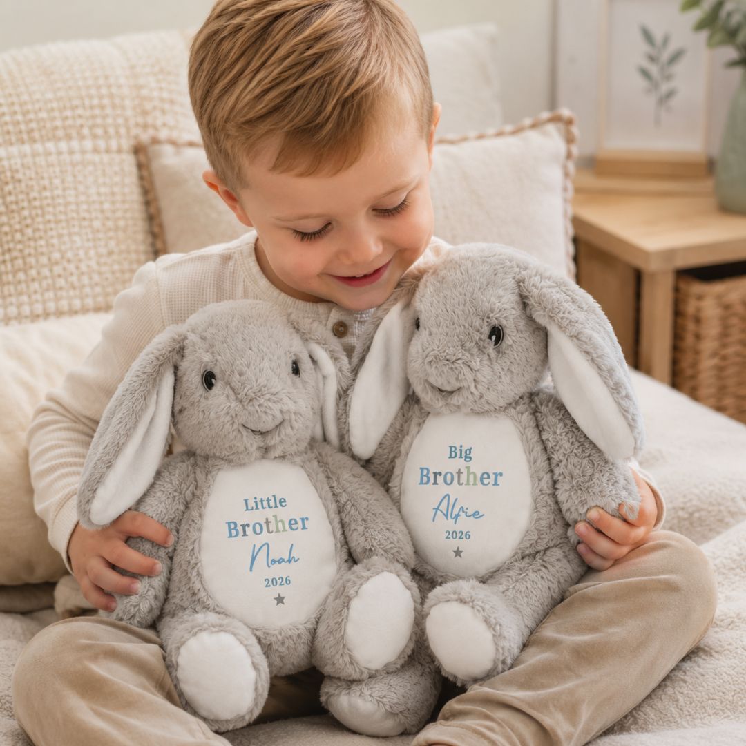 Personalised Big Brother & Little Brother Bunny Keepsake Gift